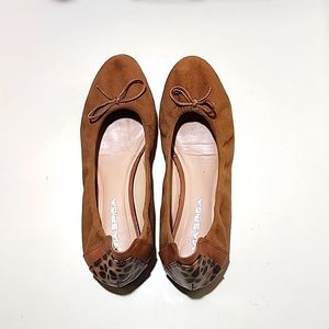 Via Spiga Cheetah Brown Suede Ballet Flats Women's Size 8.5